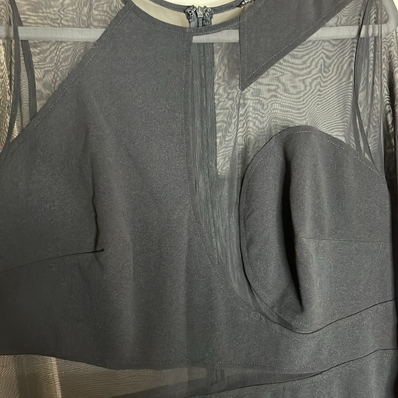 Ladies zip up jumpsuit with a hint of sheer. - Picture 4 of 8